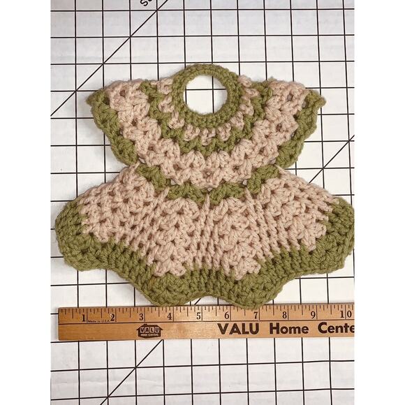Vtg Crochet Dress Many Uses Potholder Trivet Wine Dish Bottle 8.5" Handmade - Picture 2 of 6